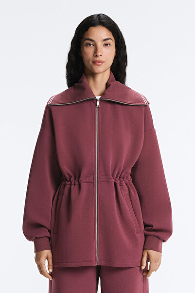 Oysho Long cotton blend high-neck jacket