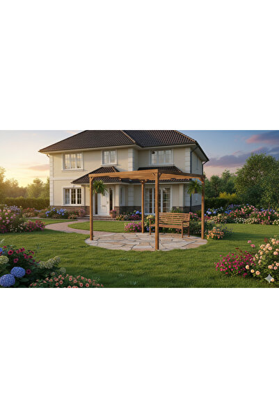 iAhşap Ahşap Pergole Tente Çardak | 250x250 cm | Kendin Kur Yerden Yükseklik ...