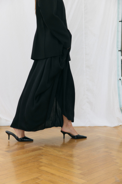 LUTVELIZADE Heeled Shoes 2607 - Blunt Toe Thin Heel Black Women's Heeled Shoes