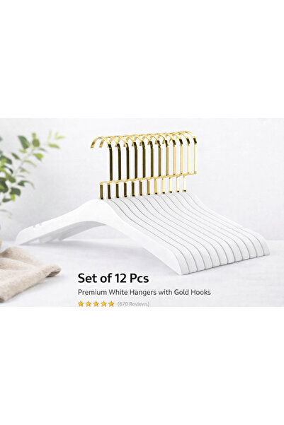 ÖZKAHRA TEKSTİL Ahşap Tekparça Gelinlik Abiye Askısı 12li Set