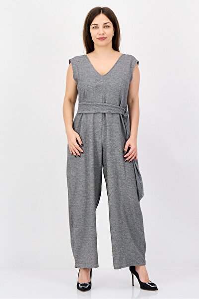 Great Plains Women Textured Sleeveless Jumpsuit, Grey