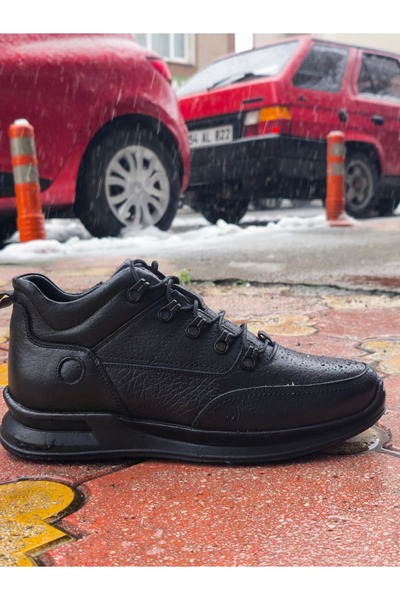 Ayakx Spor Voyager Zipper Lace-Up Boots Winter Black 4509 Genuine Leather Men...