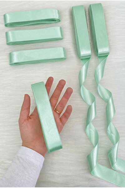 ZEYMERADE Panglică din satin verde mentă 3cm 10mt, Bohça Çeyiz Nikah Kına Sun...