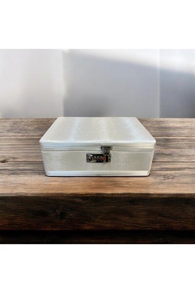 Özlem Kozmetik صندوق مكياج جلدي مرآتي مشفر