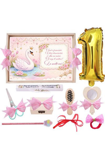 Recostore Set tava mot/turta, model Lebada, roz, 10 piese, 35x20 cm, Recostor...