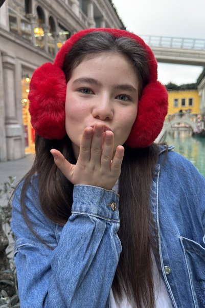 Mollycrush Young Red Plush Headphones |   Unisex Winter Soft Ear Protection