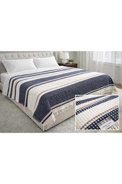 Merinos Çift Kişilik Cozy Waffle Püsküllü Battaniye