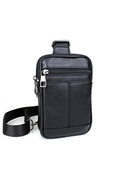 deri,se club Geantă neagră din piele naturală pentru bărbați, cu curea dublă ...