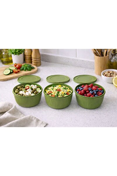 Lova Kapaklı Çok Amaçlı Kase Seti 3 Adet 1000 ml