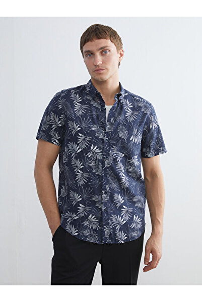 LC Waikiki Regular Fit Short Sleeve Patterned Poplin Men's Shirt