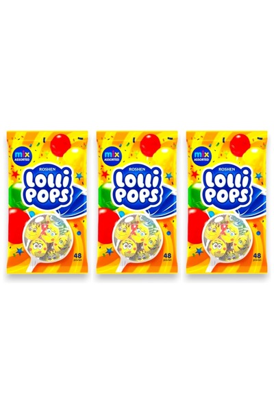 Roshen SET 3 PIECES - Assorted Cocktail-Flavored Hard Candy Lollipops, 0.92Kg