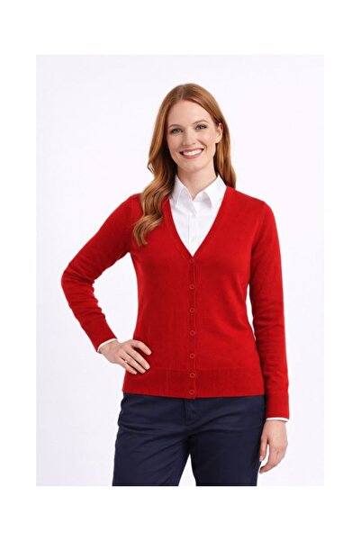 Premier Women's knitted cardigan with button closure, casual style - PR697 Red