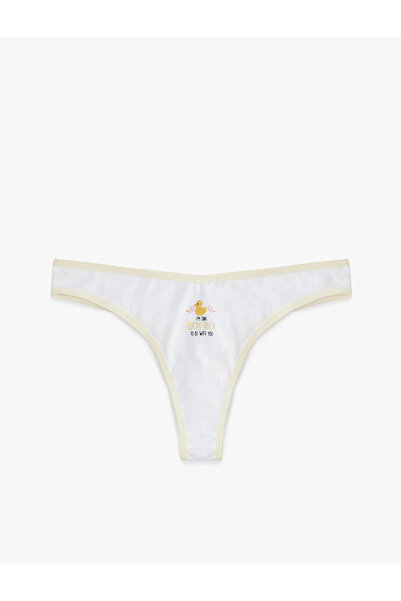 Koton Comfortable Fit Rubber Detailed Printed Cotton String Panties