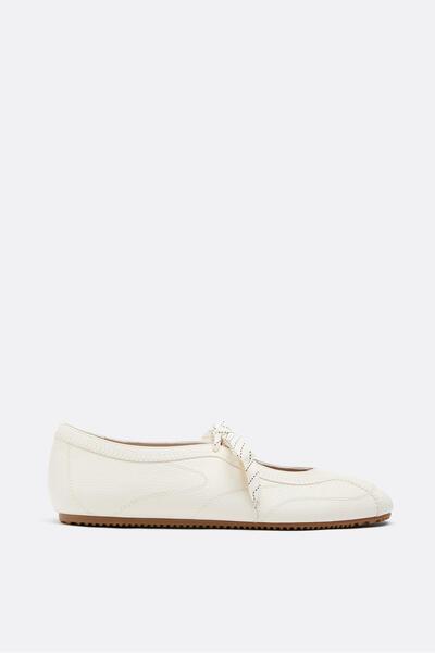 Stradivarius Leather effect sports ballet flats