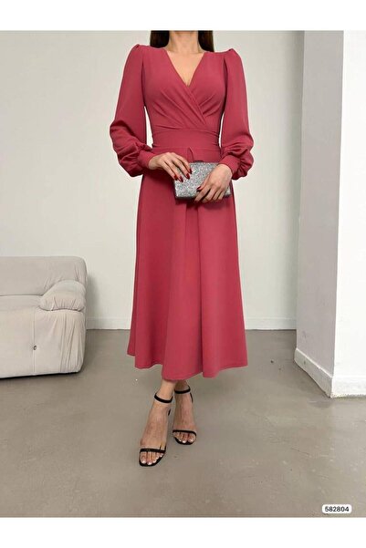 Modafeminen فستان بياقة مزدوجة وربطة عنق من قماش الجول كورسو 582804