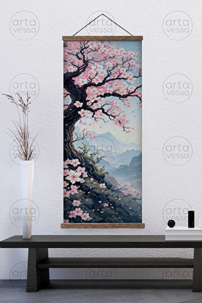 Artavessa Japon Tarzı Gerçek Ahşap Boyalı Çıtalı Askılı Kanvas Tablo - ARTJPN...