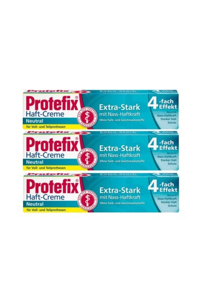 Protefix Natural Extra Strong Protez Yapıştırıcı Krem 47 g x 3 Adet–Ekstra Gü...