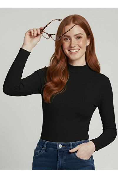 Hmd Body de bază din bumbac negru pentru femei