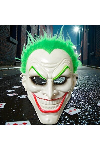Kuzey YEŞİL SAÇLI JOKER MASKESİ KORKU MASKESİ CADILAR BAYRAMI MASKESİ JOKER K...