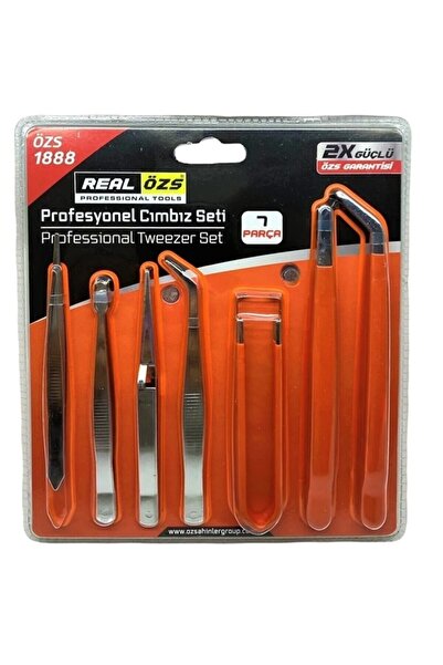 Real Özs مجموعة ملاقط احترافية مكونة من 7 قطع من الفولاذ المقاوم للصدأ بطلاء ...