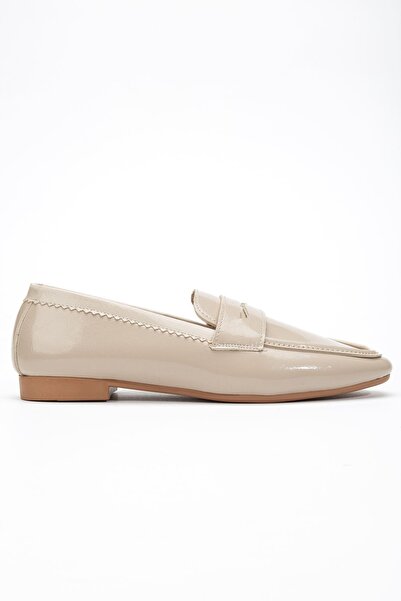 Hayalimdeki Ayakkabı Women's Beige Patent Leather Classic Flat Sole Lightweig...