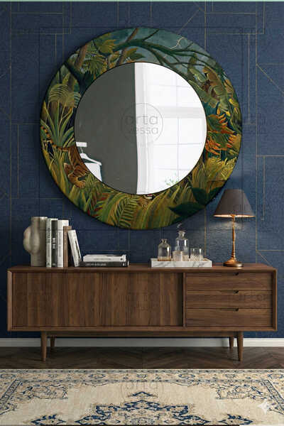 Artavessa Modern UV Baskılı MDF Çerçeveli Yuvarlak Duvar Aynası - ARTMDFMRR8