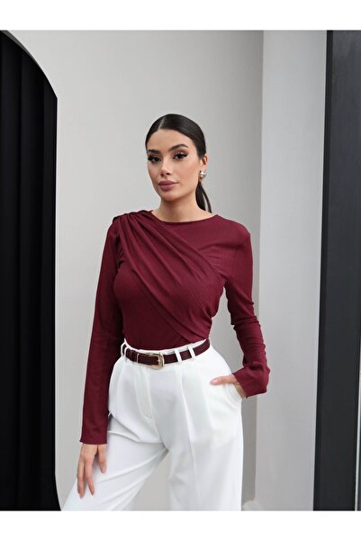 ESRAHELVACI Low Shawl Long Sleeve Blouse