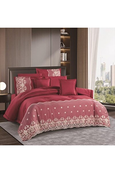 ALMIAAD طقم لحاف مفرش سرير نفرين عرائسي بتصميم الدانتيل ليمنحك الاناقة لديكور...