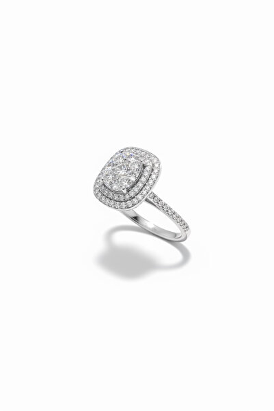 Hakan Güler Kuyumculuk 14 Ayar Beyaz Altın Coronet Baget Taşlı Yüzük