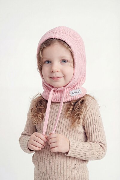BAHELS Детска розова плетена шапка с качулка