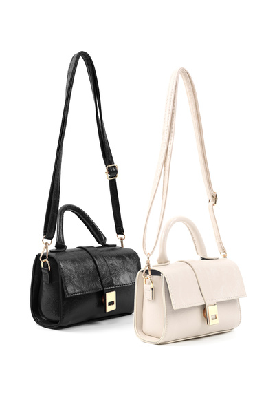 SHAKA Wrinkled Textured Black-Wrinkled Textured Cream Shk308 Set Faux Leather...