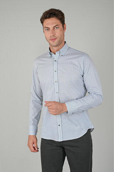 Bisse Green Checkered Regular Fit Men's Cotton Shirt
