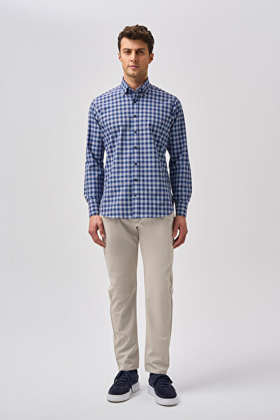 Bisse Studio Regular Fit Long Sleeve Navy Blue Men's Shirt