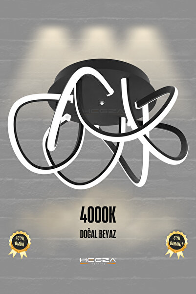 Hegza Lighting VORTICA Ledli Modern Plafonyer LED Avize (Siyah Kasa - Doğal B...