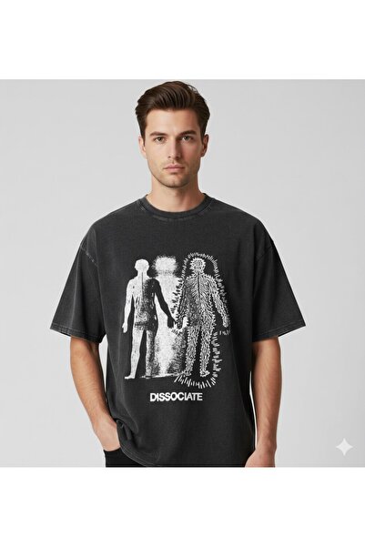 PENTHİLUS Acid Washed Oversize Unisex T-Shirt - Anthracite Oversized T-Shirt