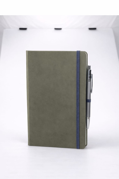 zubi 13X21 Thermo Leather 96 Sheets Lined Notebook with Elastic Band and Meta...