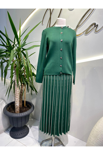 Nuss ince çizgili etek takım