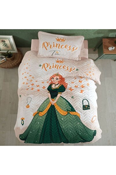 Clasy Set cuvertura matlasata + 1 fata perna bumbac 100%, Tiana