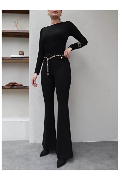 ESRAHELVACI Flared Trousers with Chain Belt