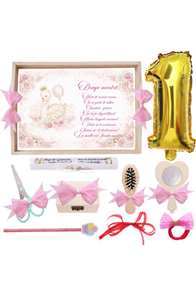 Recostore Set tava mot/turta, model Lebada, roz, 10 piese, 35x20 cm, Recostor...