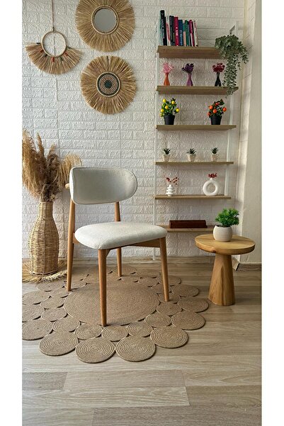 silla Concept Polo Sandalye Teddy Krem Kumaş Natural Ahşap Sandalye