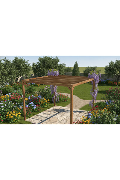 iAhşap Ahşap Pergole Tente Çardak | 250x250 cm | Kendin Kur Yerden Yükseklik ...
