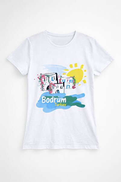 MARKAPIA WOMAN Tricou de damă cu decolteu rotund, 100% bumbac, cu imprimeu Bo...