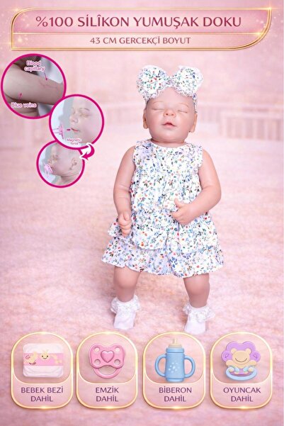 YILDIRIM OYUNCAK 43cm Gerçekçi Silikon Et Oyuncak Bebek Seti | Emzik, Biberon...