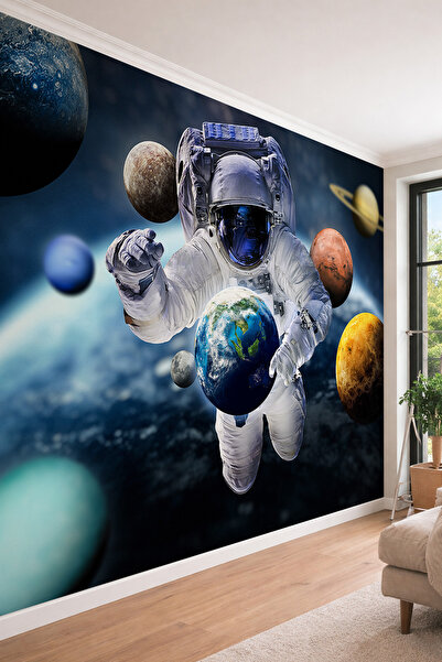 dreamwall 3D Derinlikli Astronot ve Güneş Sistemi Gezegenleri Temalı Uzay Yol...