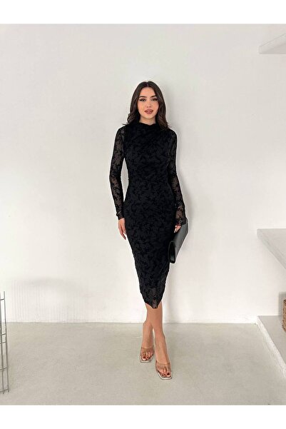 Butik yan 1büzgülü tül elbise