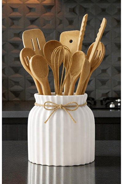 evden Tezgah Üstü Kaşıklık Sade Beyaz Yassı İskandinav Şık Modern Mutfak Düze...