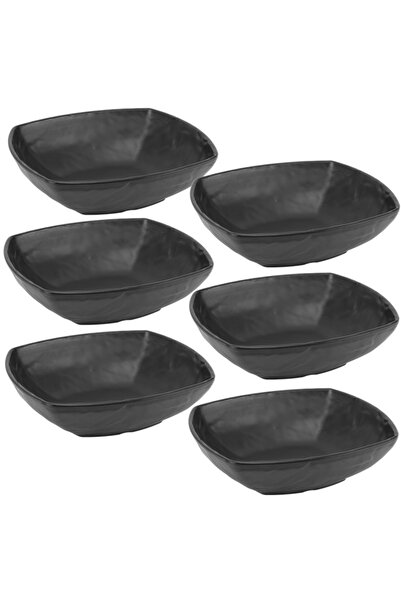 Culinaro Set 6 farfurii patrata adanca,melamina Carre Matt Black 25,5x29,2xh7...