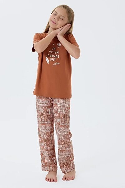 YUYİ Arnetta 100% Cotton Crewneck Girls' Pajama Set 3664