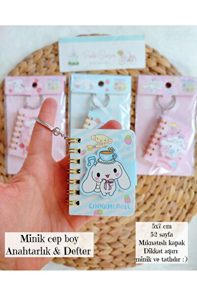 Saatistan Sevimli Sanrio Minik Anahtarlık ve Defter Seti, Kuromi, My Melody, ...